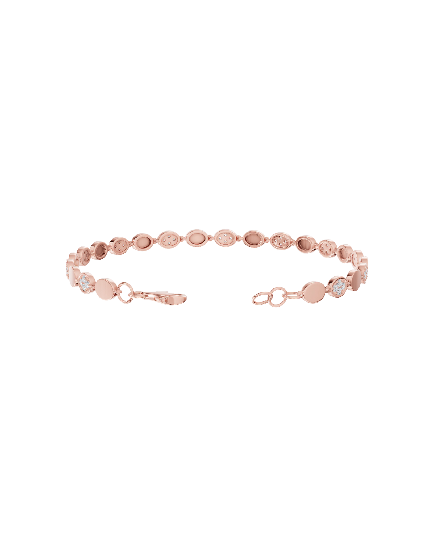 Pink Gold-Infinity Line Textured Gold Bracelet- Lab-Grown Diamond Bracelet_view=OPEN