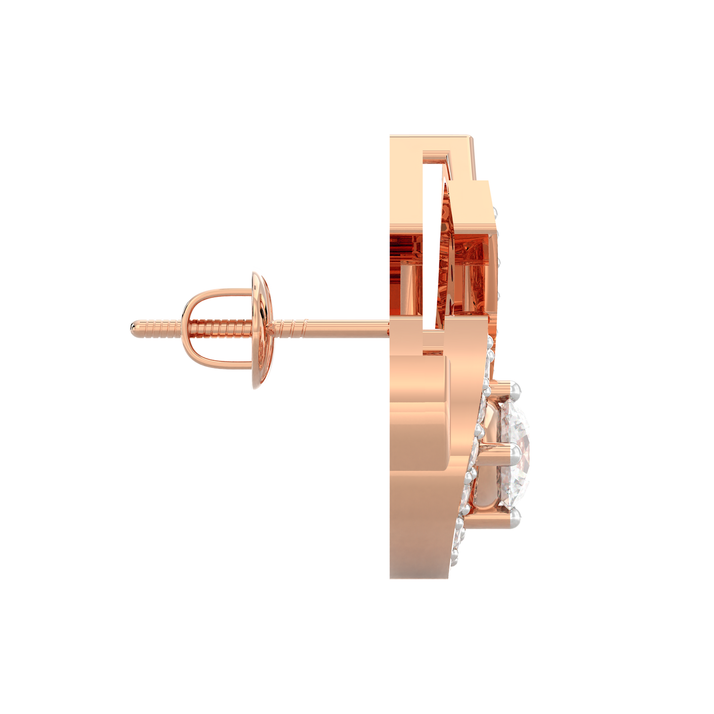 Pink Gold-Nova Diamond Earring Studs_view=SIDE