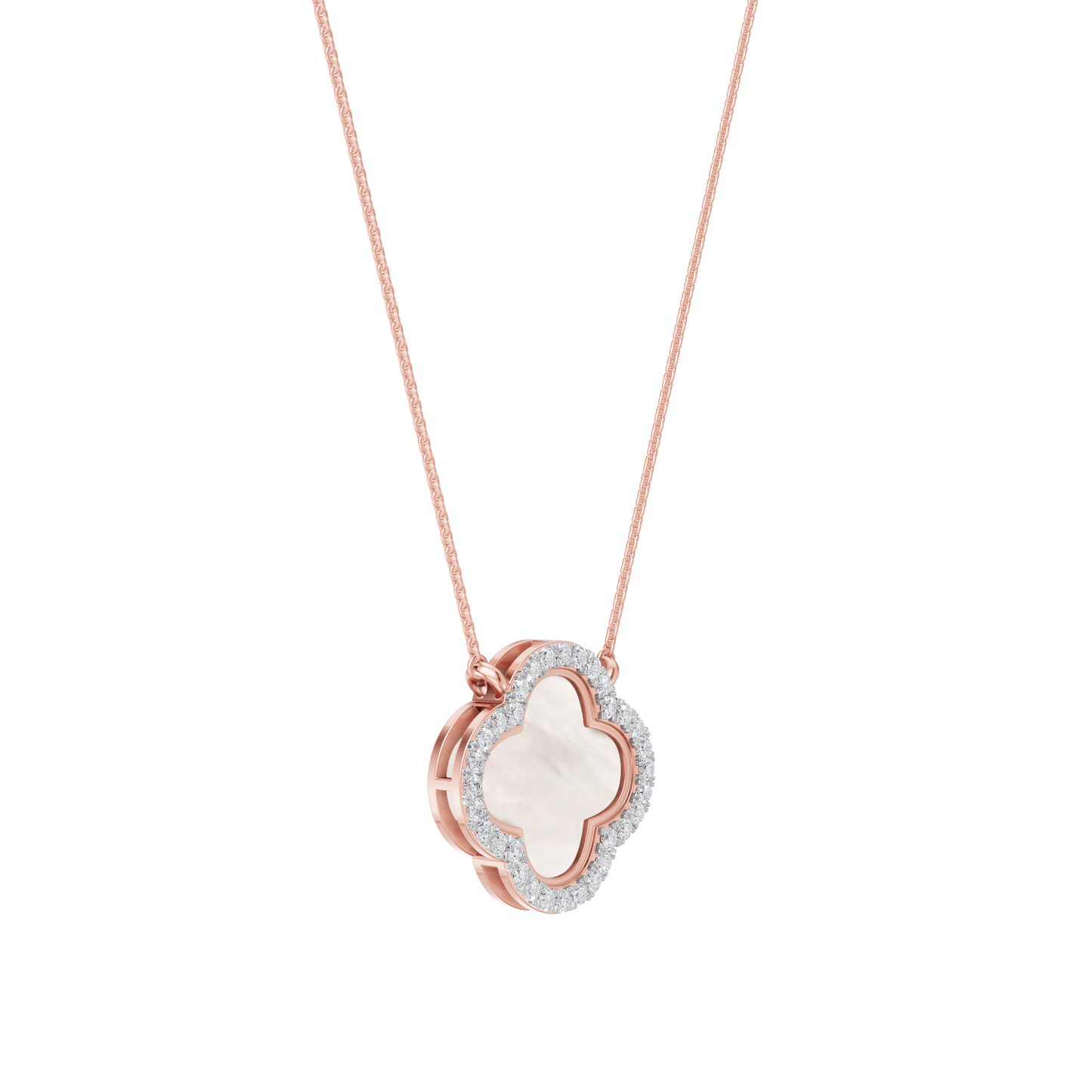 Pink Gold-Quatrefoil Mother of Pearl and Lab Diamond Pendant_view=3DV