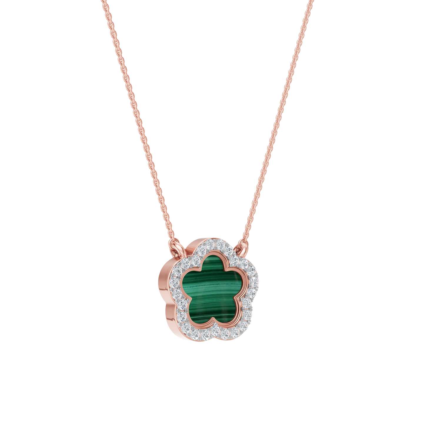 Pink Gold-Petal Malachite and Lab Diamond Pendant_view=3DV