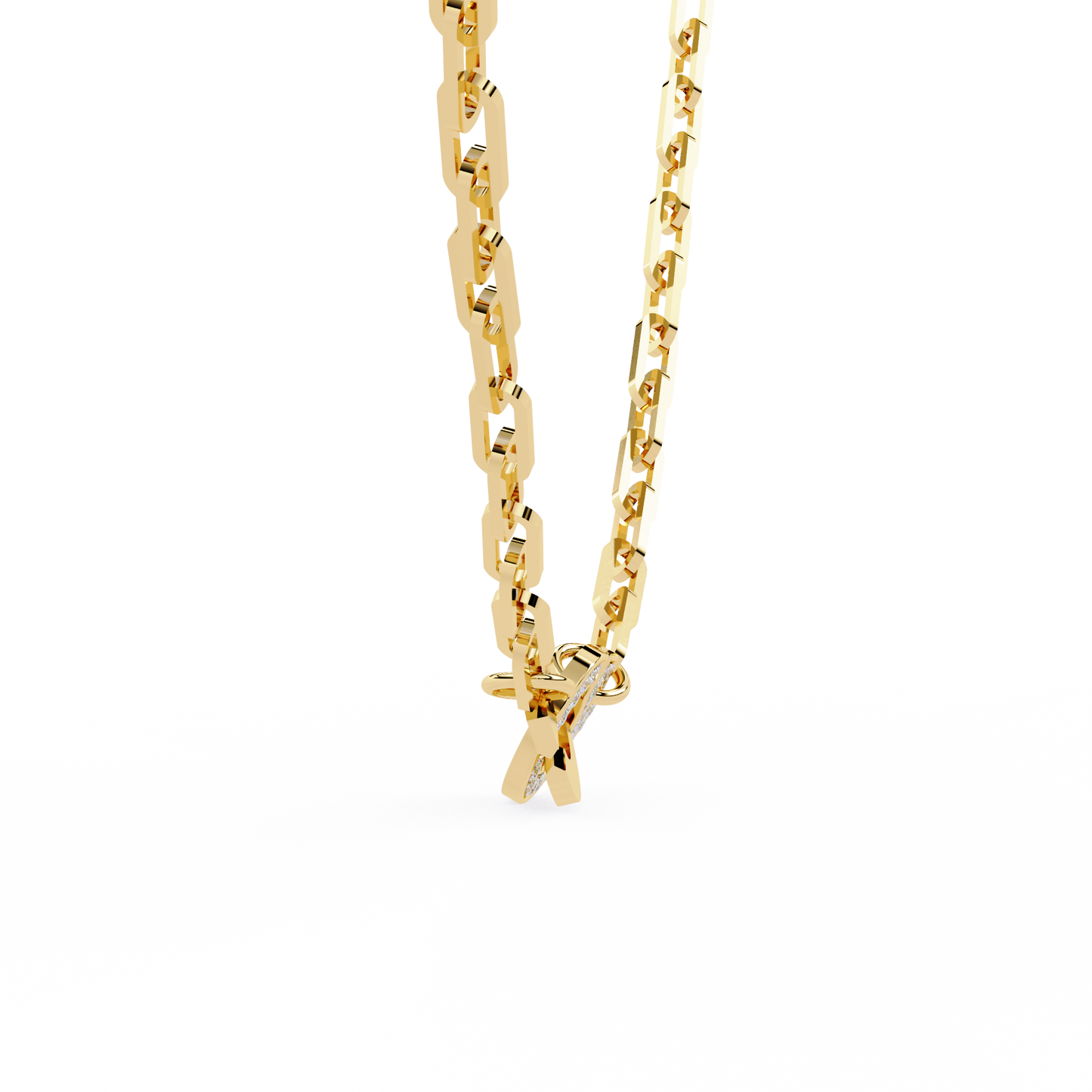 Yellow Gold-Diamond Necklace Lab Diamond_view=SIDE