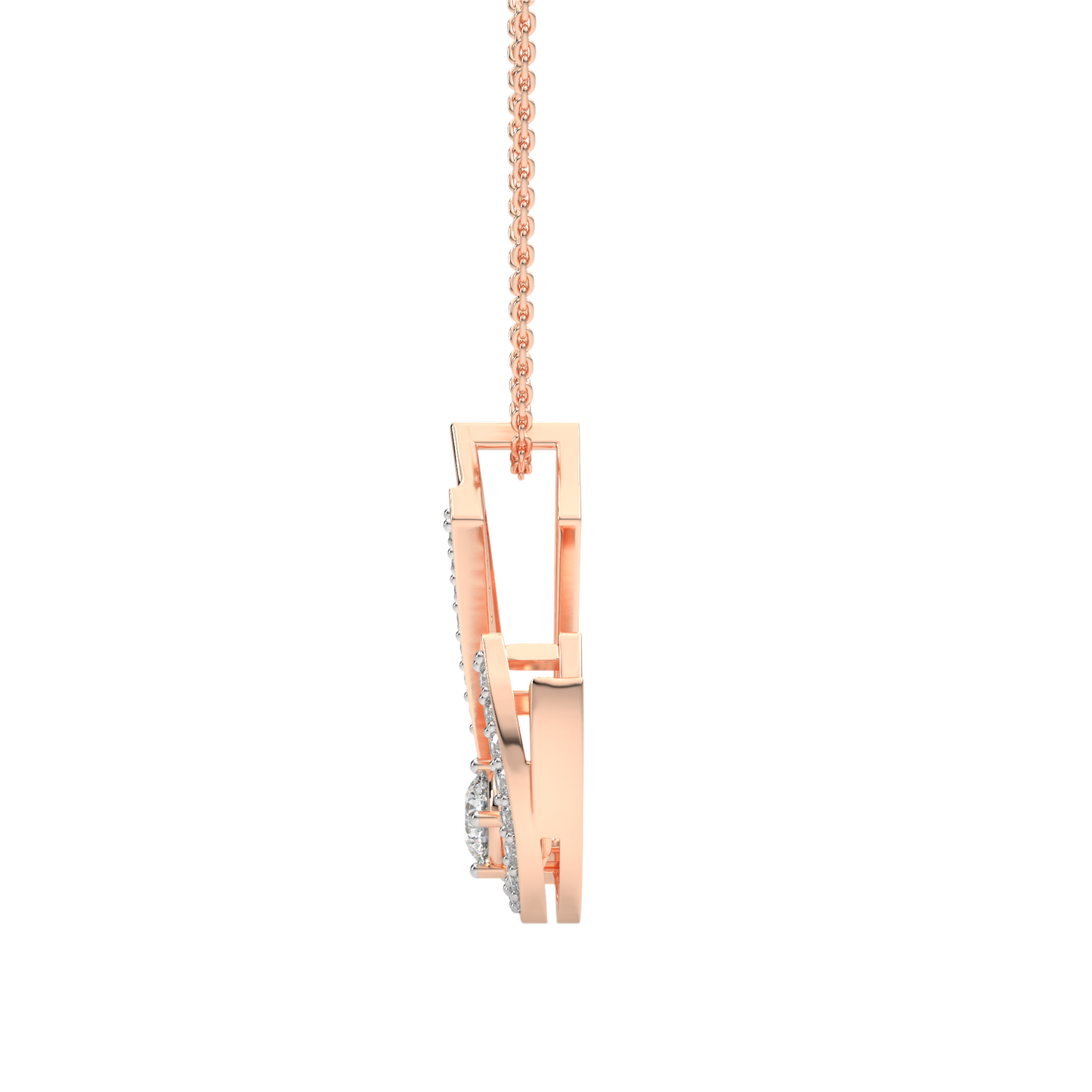 Pink Gold-Unity Coordinated Pairs Lab-Grown Diamond Pendant_view=SIDE