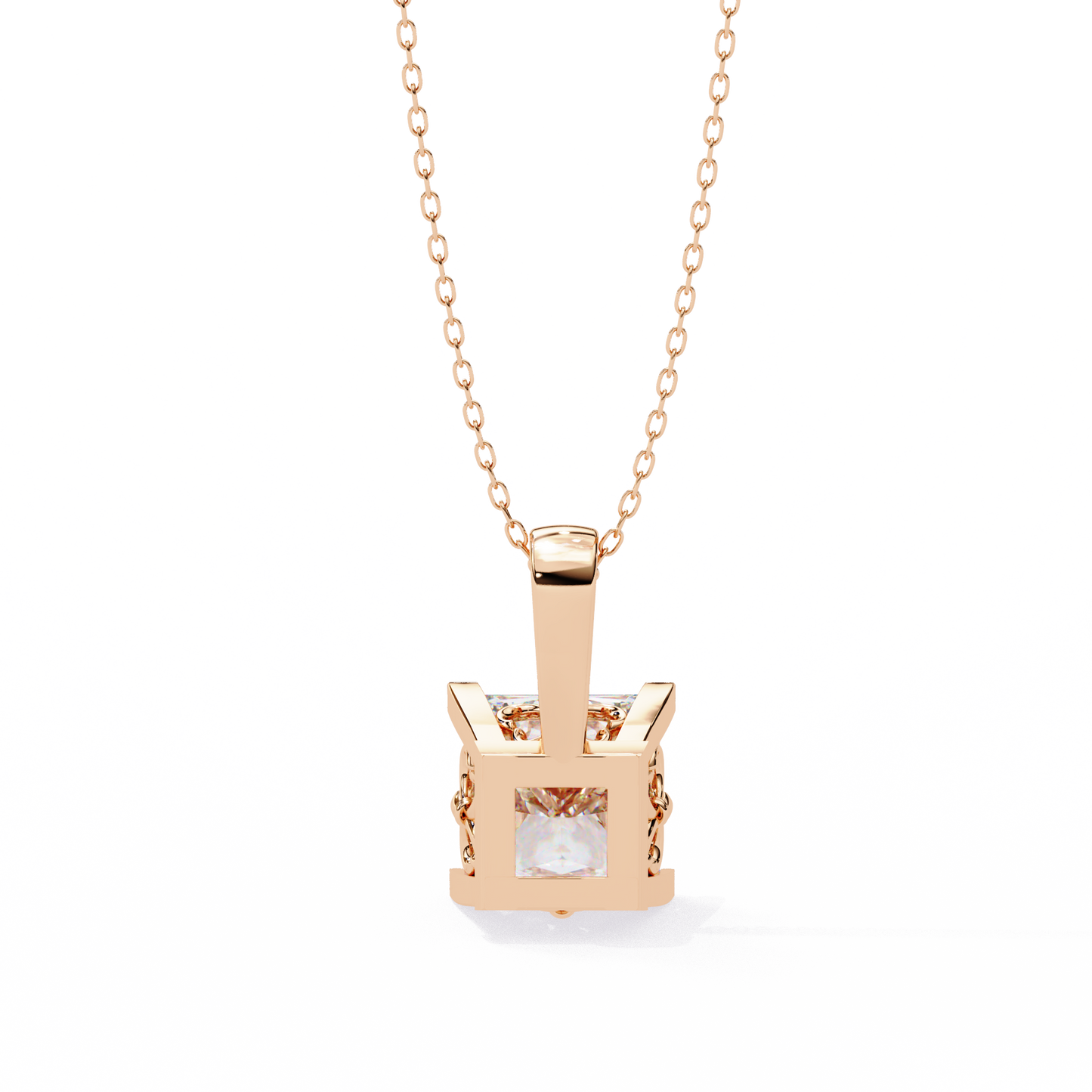 Pink Gold-Onyx Solitaire Pendant Lab Diamond_view=BACK
