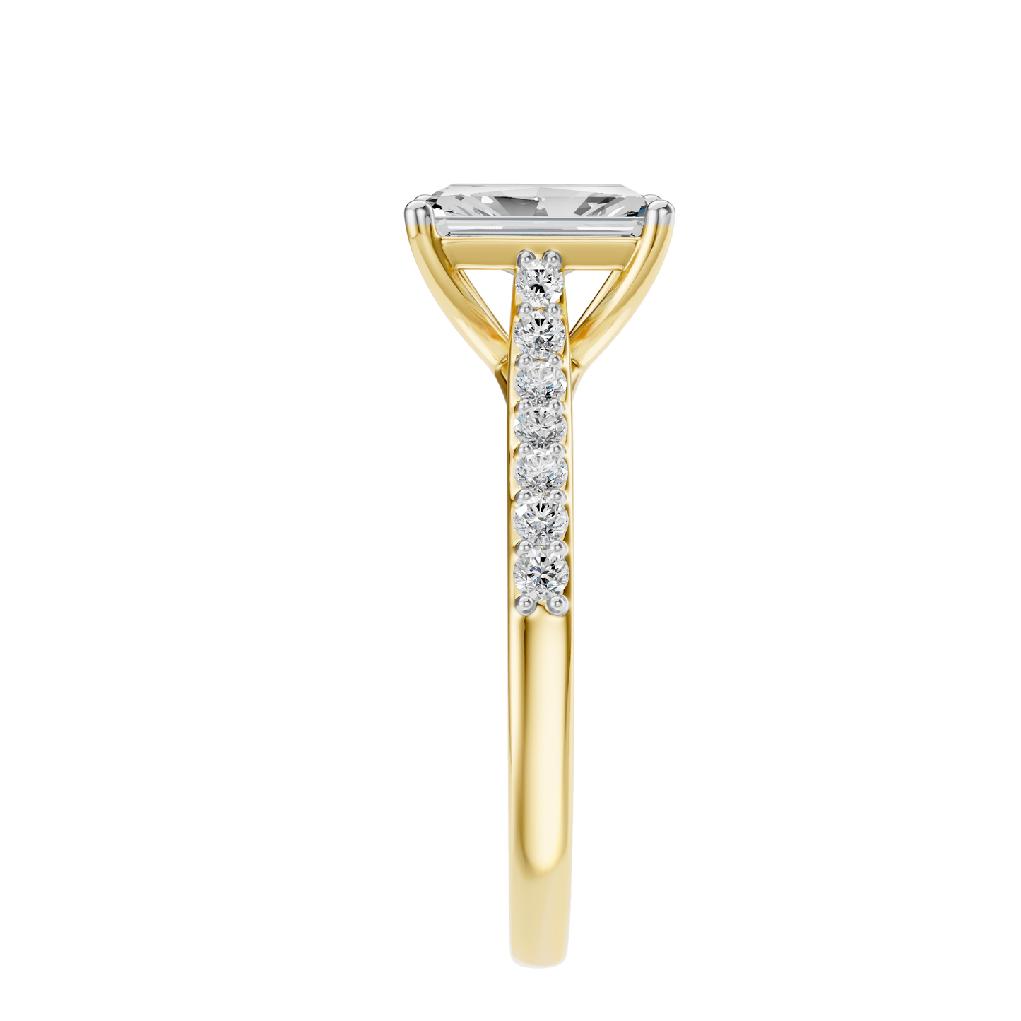 Yellow Gold-Phoenix Lab Diamond Ring 1.75ct Radiant Cut Center_view=SIDE