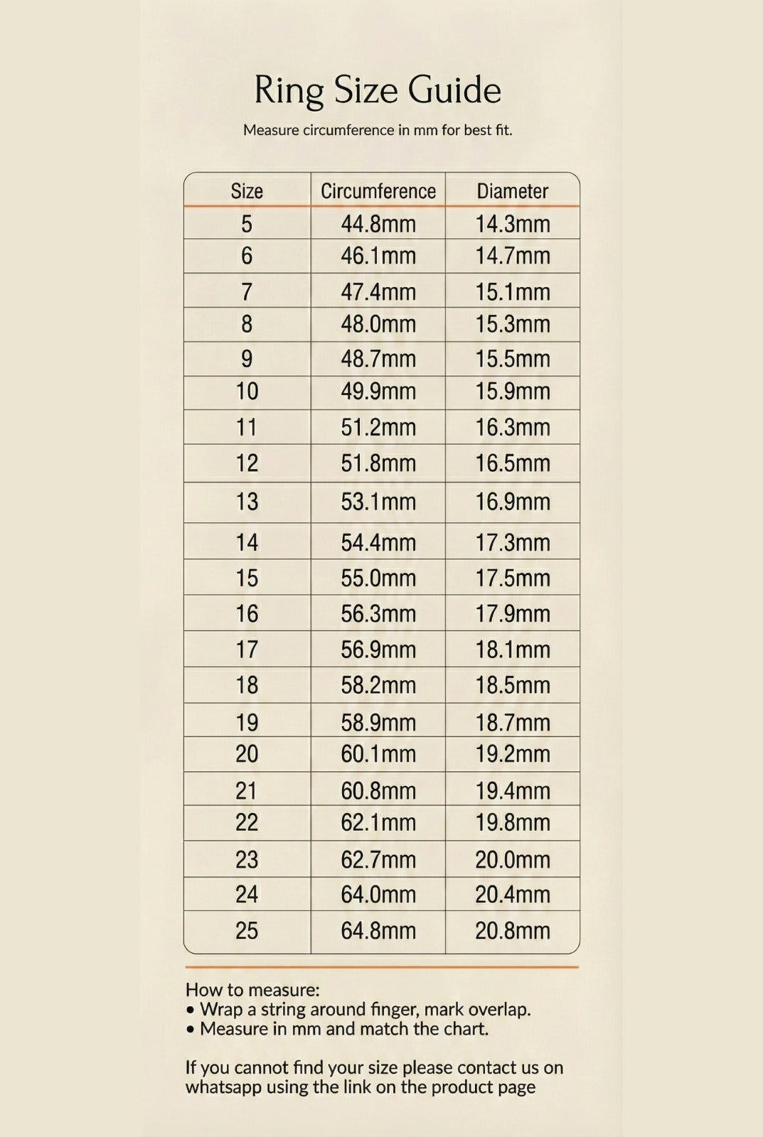 Size chart