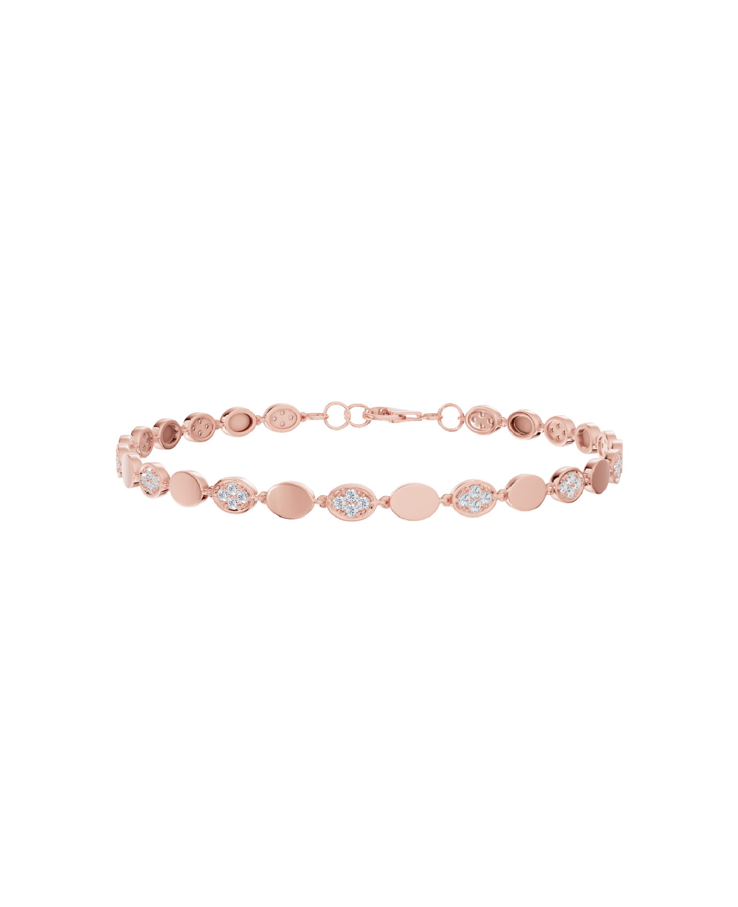 Pink Gold-Infinity Line Textured Gold Bracelet- Lab-Grown Diamond Bracelet_view=3DV