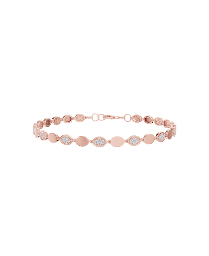 Pink Gold-Infinity Line Textured Gold Bracelet- Lab-Grown Diamond Bracelet_view=3DV