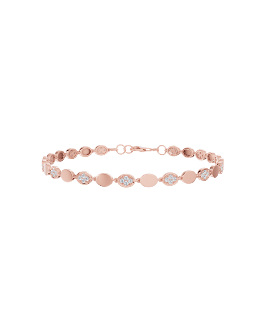 Pink Gold-Infinity Line Textured Gold Bracelet- Lab-Grown Diamond Bracelet_view=3DV