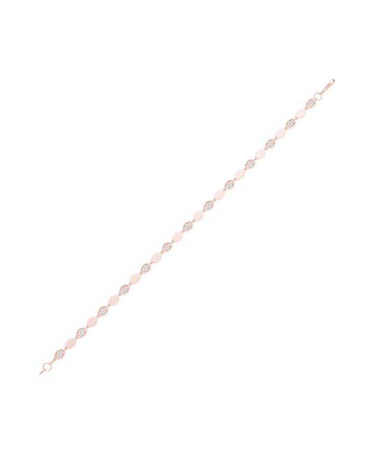 Pink Gold-Infinity Line Textured Gold Bracelet- Lab-Grown Diamond Bracelet_view=TOP