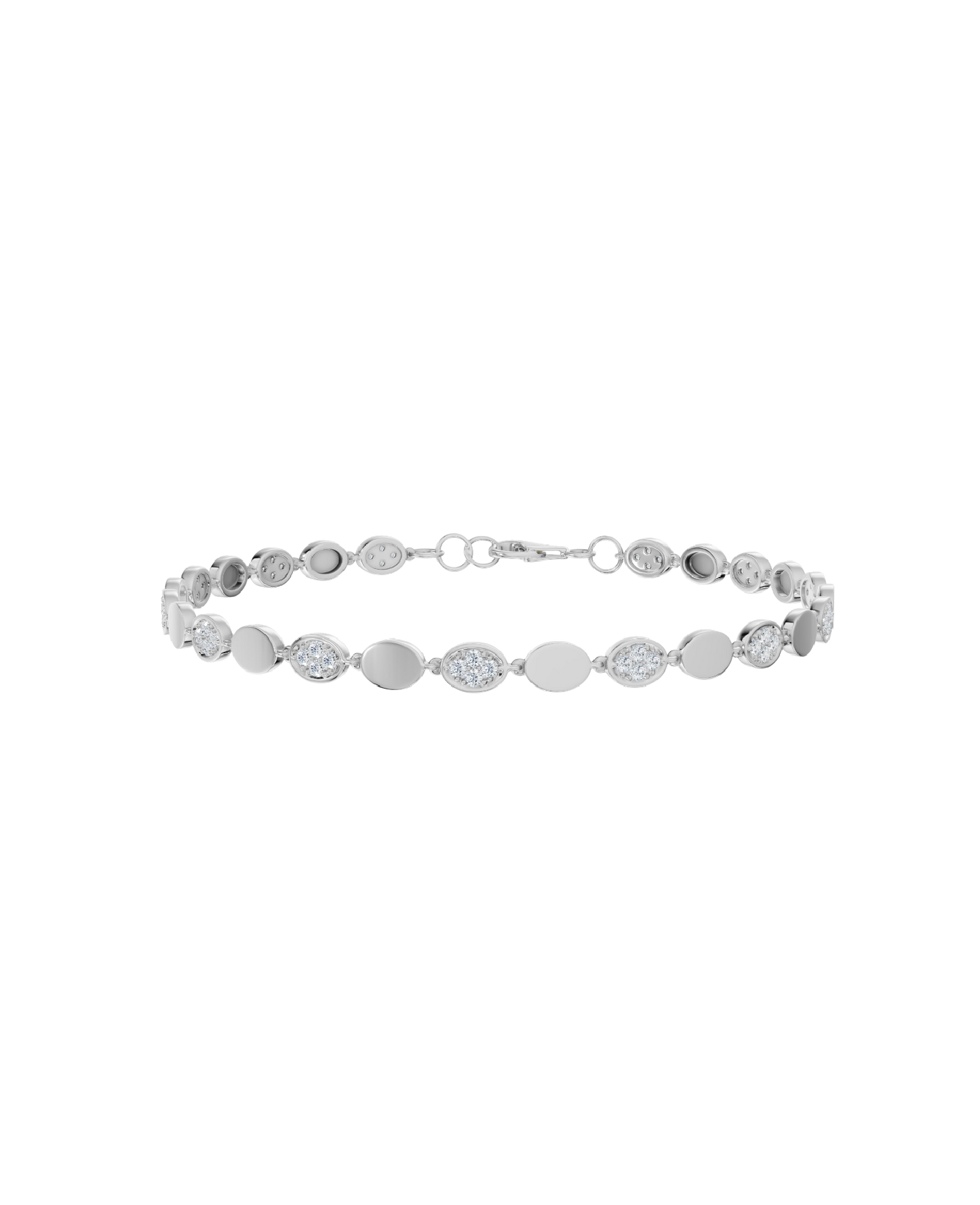 White Gold-Infinity Line Textured Gold Bracelet- Lab-Grown Diamond Bracelet_view=3DV