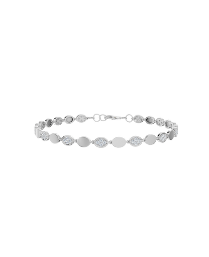 White Gold-Infinity Line Textured Gold Bracelet- Lab-Grown Diamond Bracelet_view=3DV