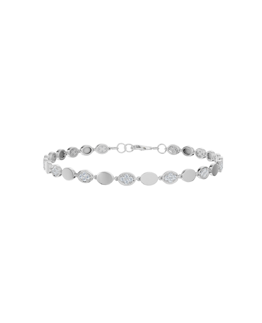 White Gold-Infinity Line Textured Gold Bracelet- Lab-Grown Diamond Bracelet_view=3DV