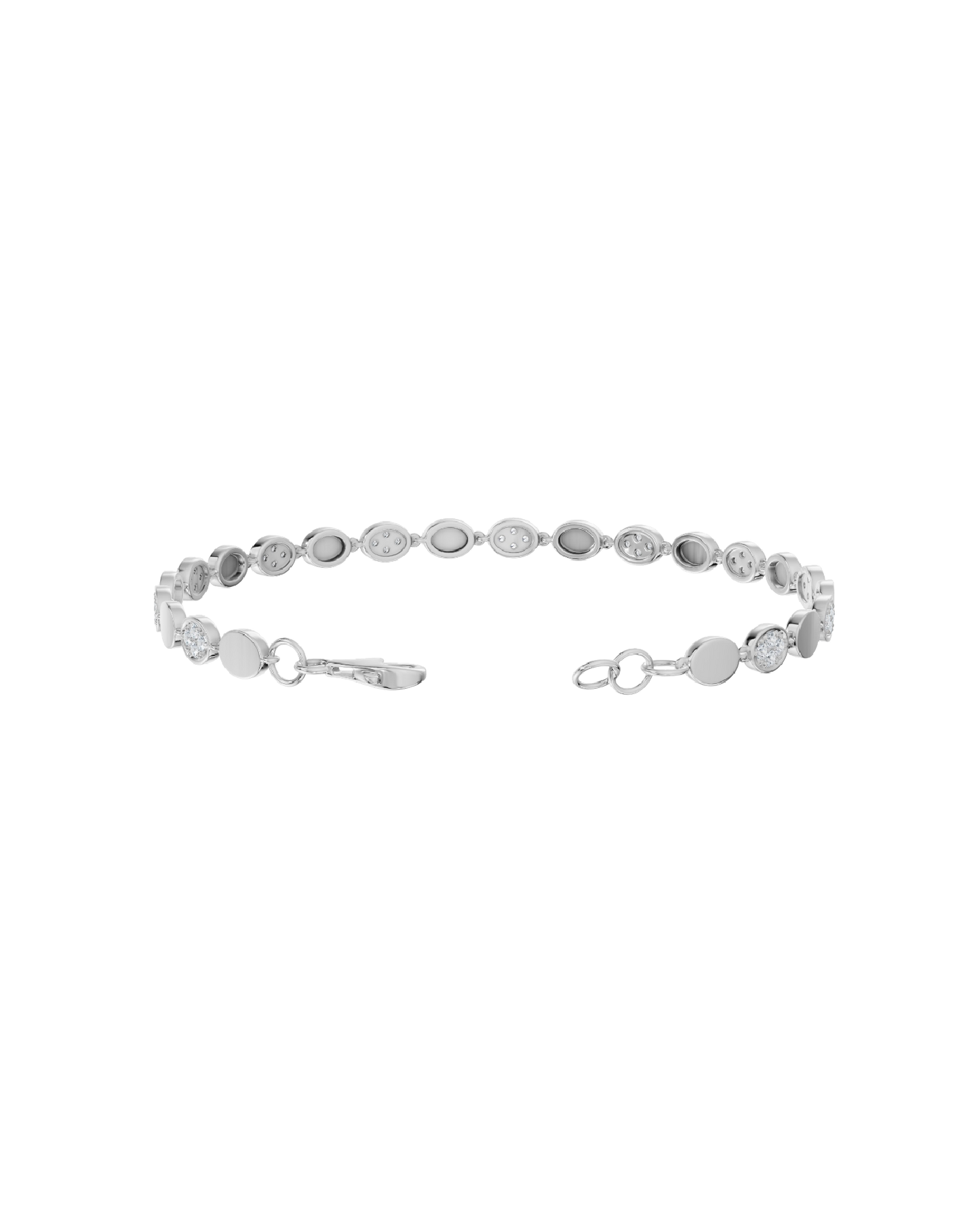 White Gold-Infinity Line Textured Gold Bracelet- Lab-Grown Diamond Bracelet_view=OPEN
