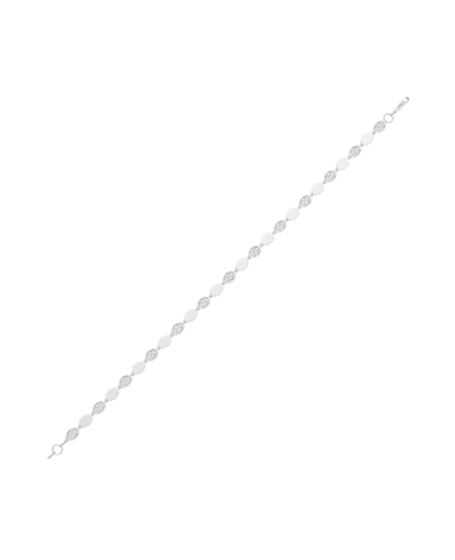 White Gold-Infinity Line Textured Gold Bracelet- Lab-Grown Diamond Bracelet_view=TOP