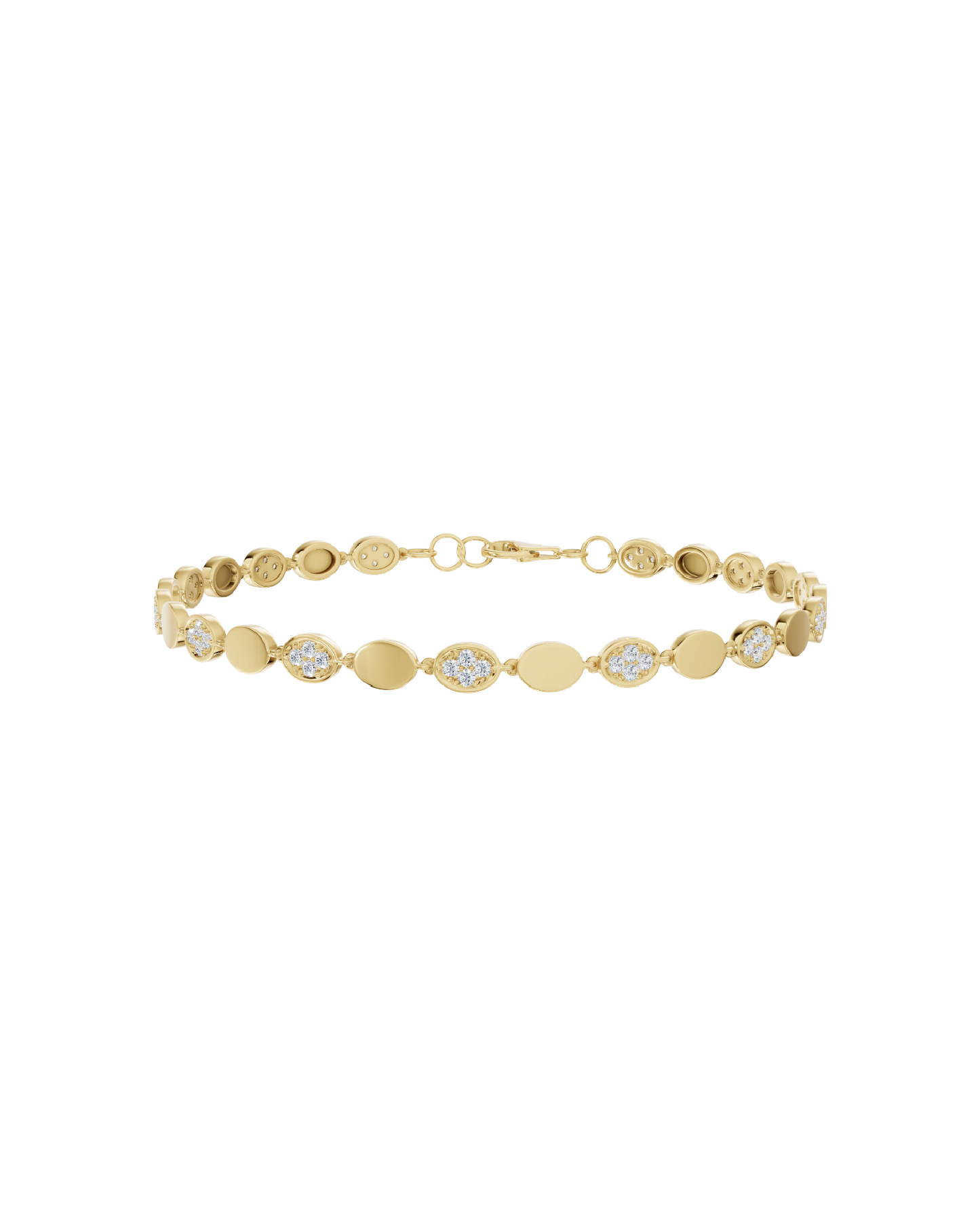 Yellow Gold-Infinity Line Textured Gold Bracelet- Lab-Grown Diamond Bracelet_view=3DV