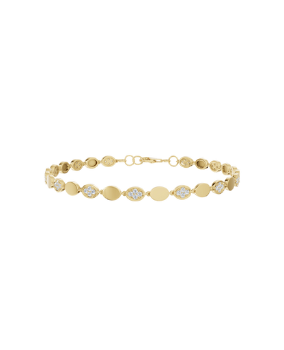 Yellow Gold-Infinity Line Textured Gold Bracelet- Lab-Grown Diamond Bracelet_view=3DV