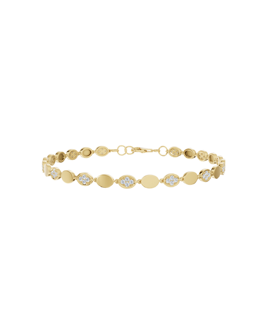Yellow Gold-Infinity Line Textured Gold Bracelet- Lab-Grown Diamond Bracelet_view=3DV