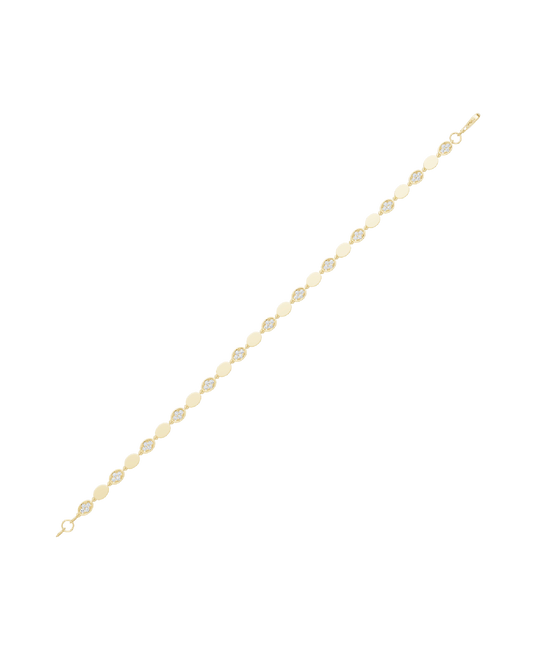 Yellow Gold-Infinity Line Textured Gold Bracelet- Lab-Grown Diamond Bracelet_view=TOP