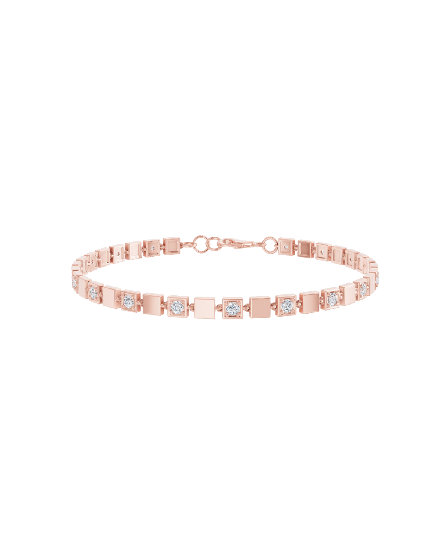 Pink Gold-Celestial Link Double Strand Bracelet- Lab-Grown Diamond Bracelet_view=3DV