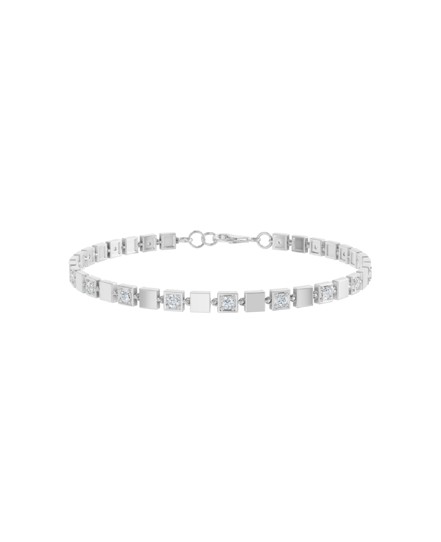 White Gold-Celestial Link Double Strand Bracelet- Lab-Grown Diamond Bracelet_view=3DV
