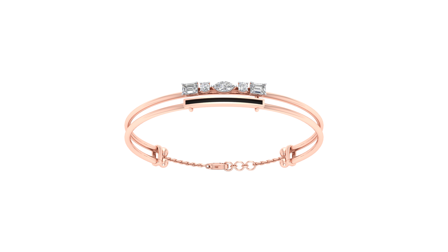 Pink Gold-Lunar Cascade Lab-Grown Diamond Bangle_view=3DH