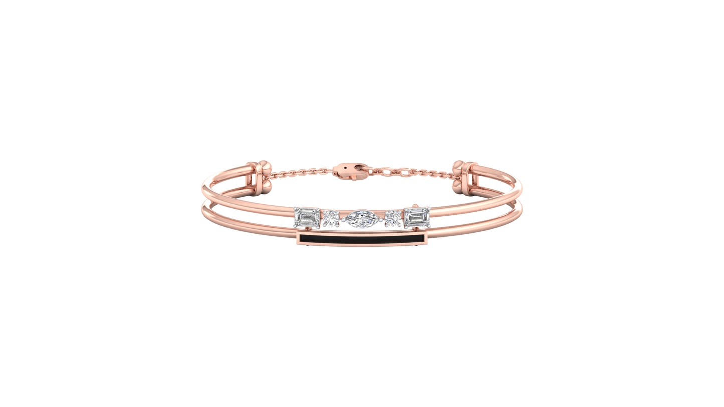 Pink Gold-Lunar Cascade Lab-Grown Diamond Bangle_view=TOP