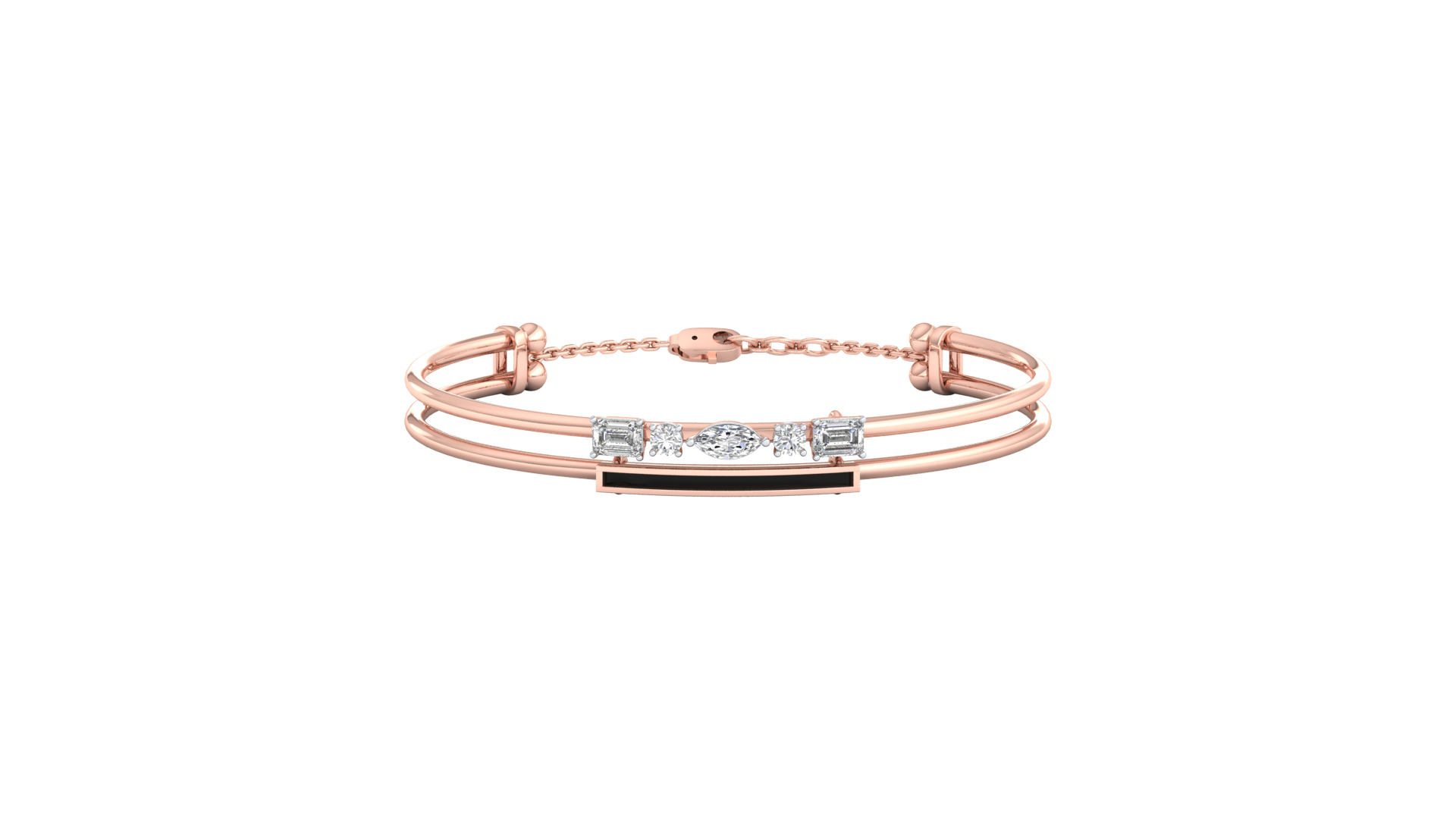 Pink Gold-Lunar Cascade Lab-Grown Diamond Bangle_view=TOP