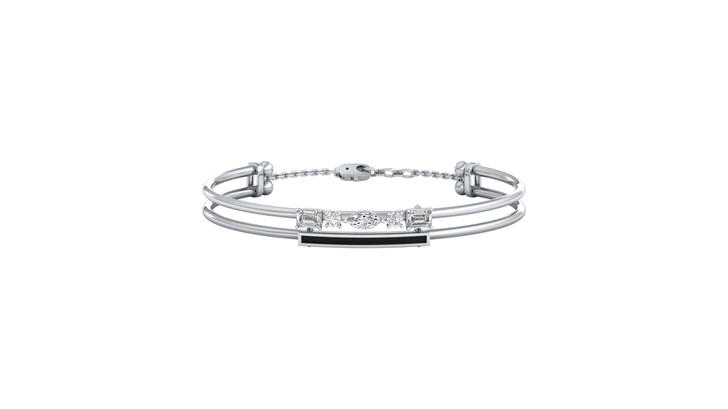 White Gold-Lunar Cascade Lab-Grown Diamond Bangle_view=TOP