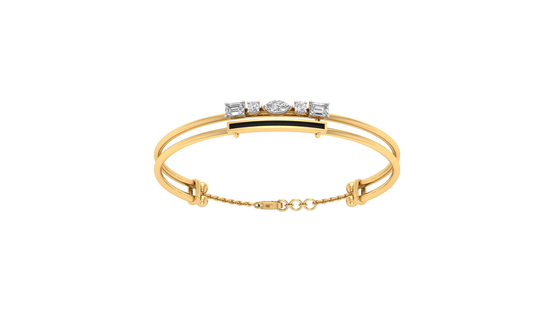 Yellow Gold-Lunar Cascade Lab-Grown Diamond Bangle_view=3DH