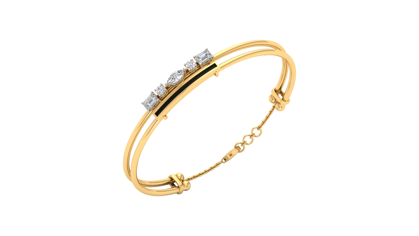 Yellow Gold-Lunar Cascade Lab-Grown Diamond Bangle_view=3DV