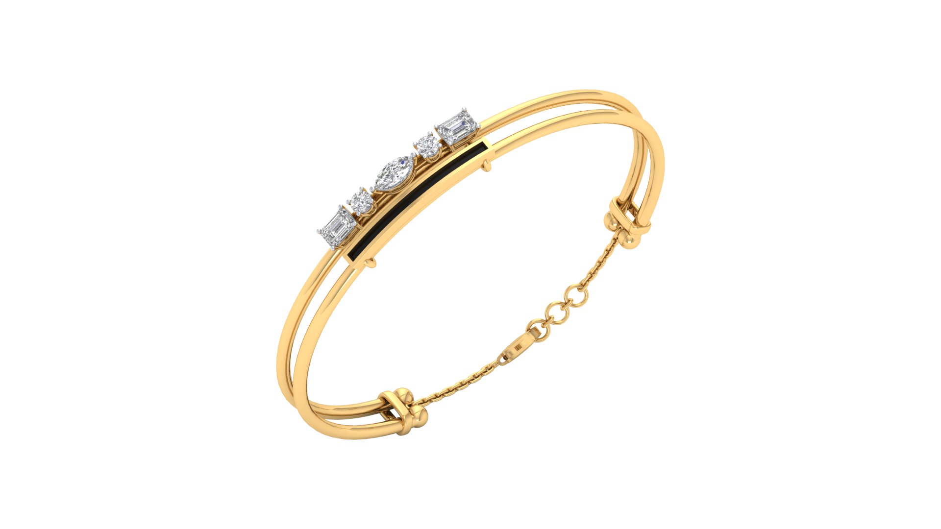 Yellow Gold-Lunar Cascade Lab-Grown Diamond Bangle_view=3DV