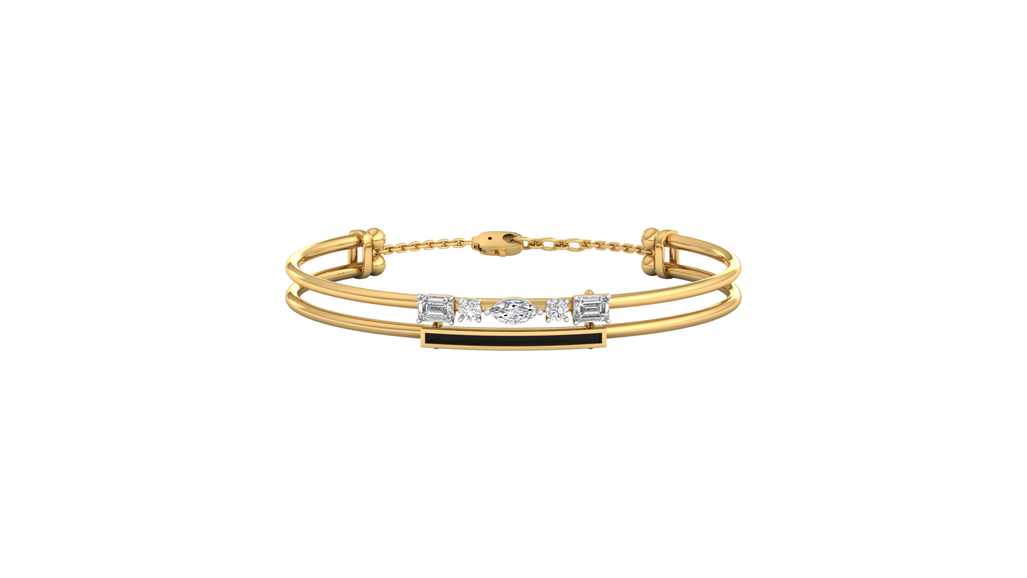 Yellow Gold-Lunar Cascade Lab-Grown Diamond Bangle_view=TOP