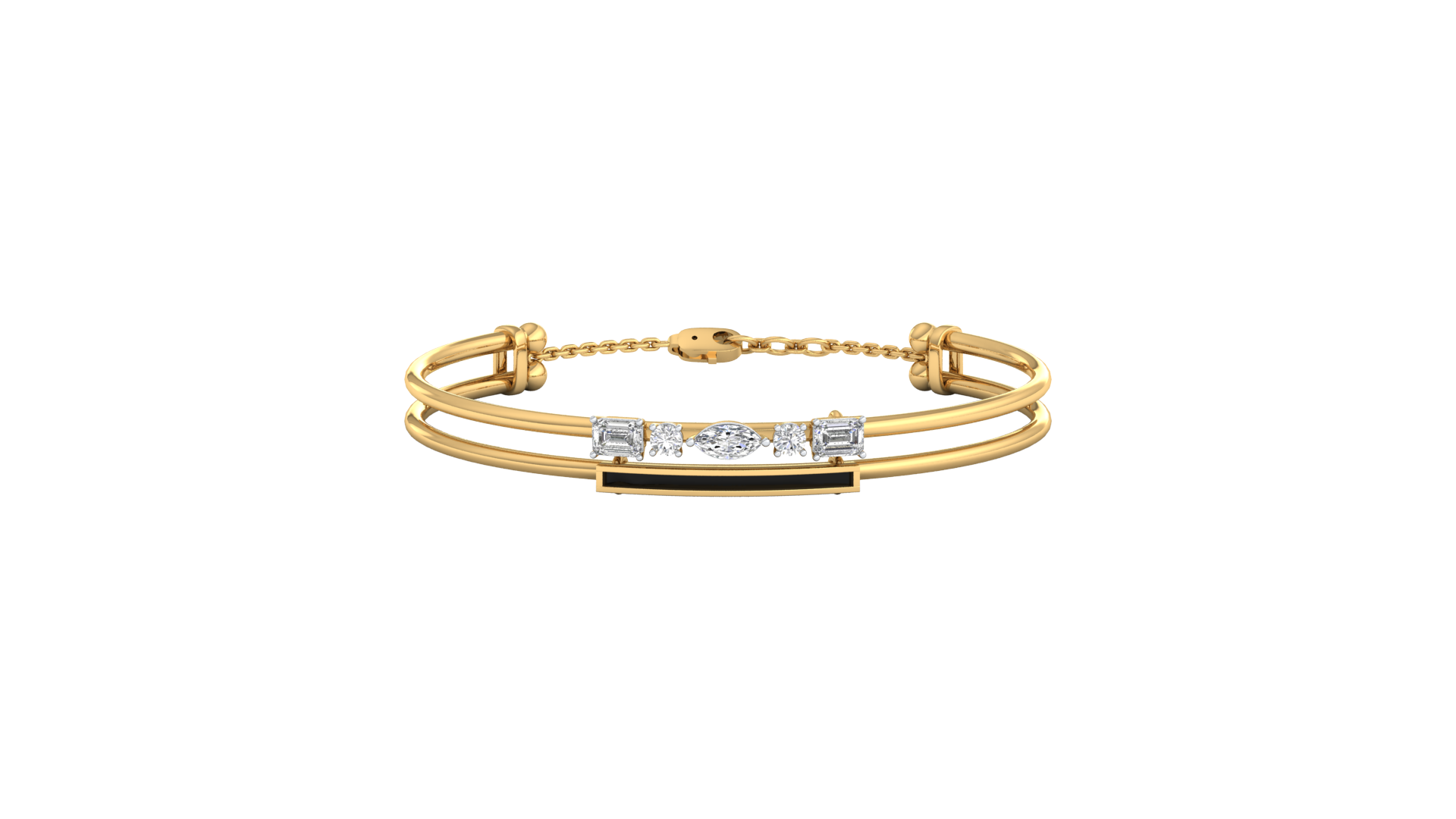 Yellow Gold-Lunar Cascade Lab-Grown Diamond Bangle_view=TOP