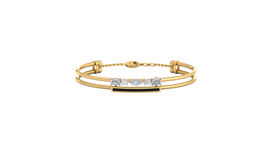 Yellow Gold-Lunar Cascade Lab-Grown Diamond Bangle_view=TOP