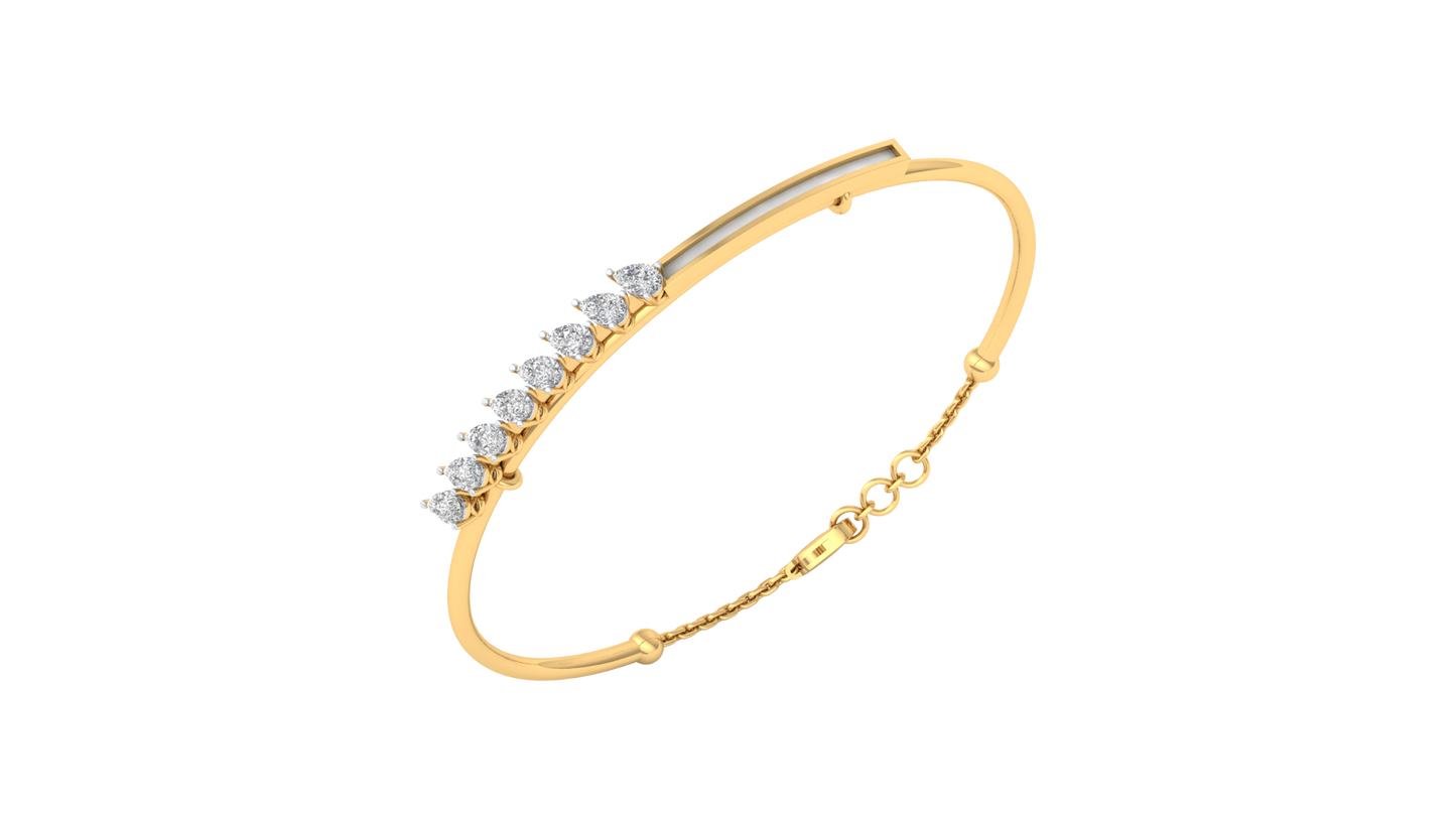 Yellow Gold-Milky Way Lab-Grown Diamond Bangle_view=3DV