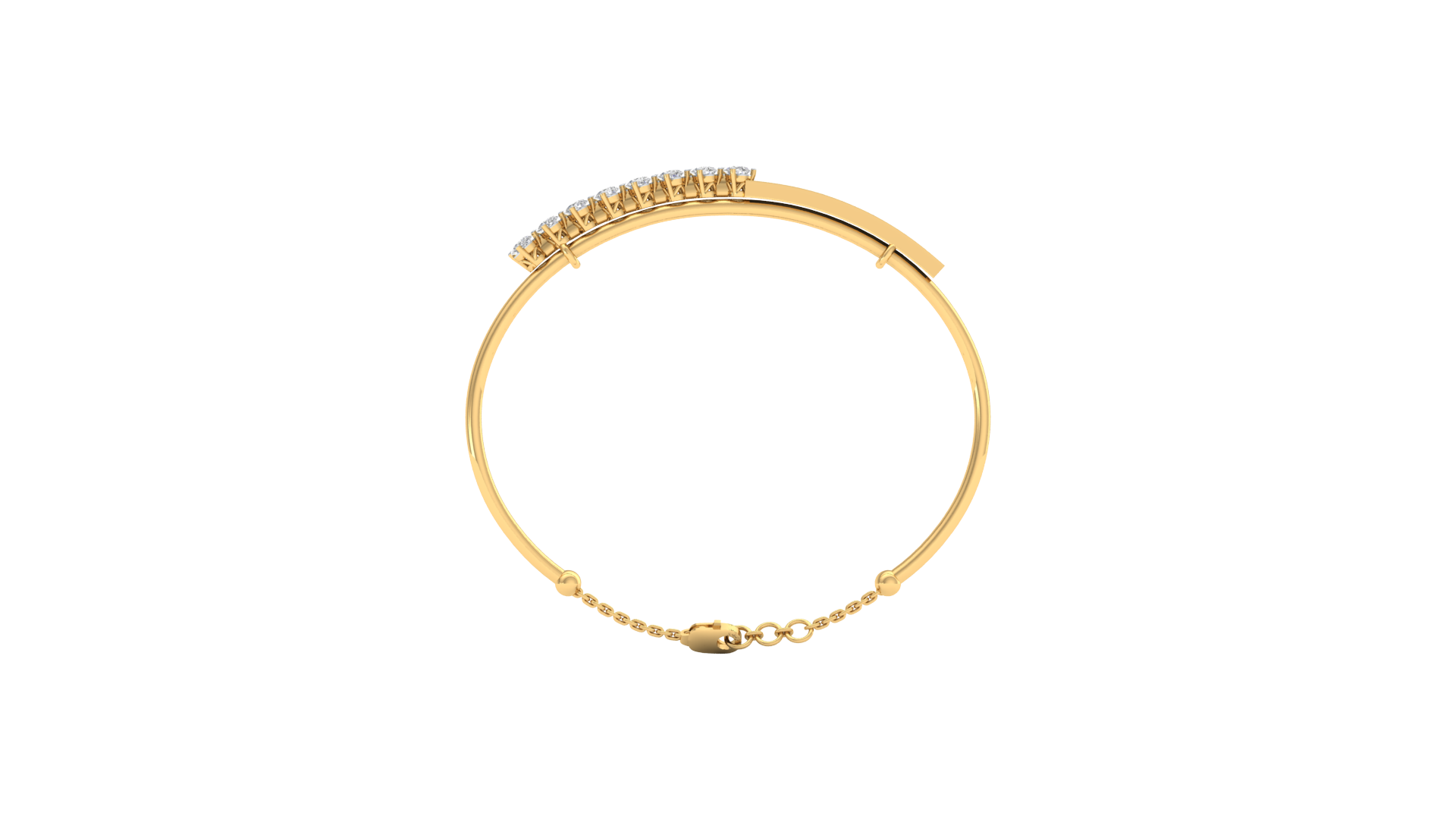 Yellow Gold-Milky Way Lab-Grown Diamond Bangle_view=FRONT