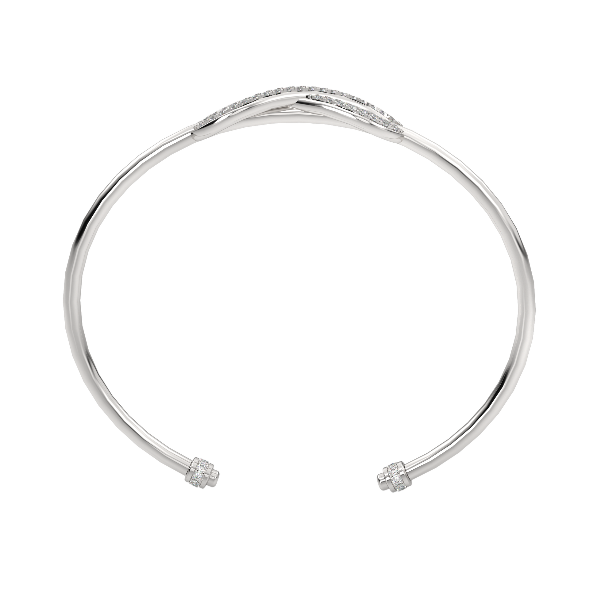 White Gold-Twilight Lab-Grown Diamond Flexible Bangle_view=FRONT