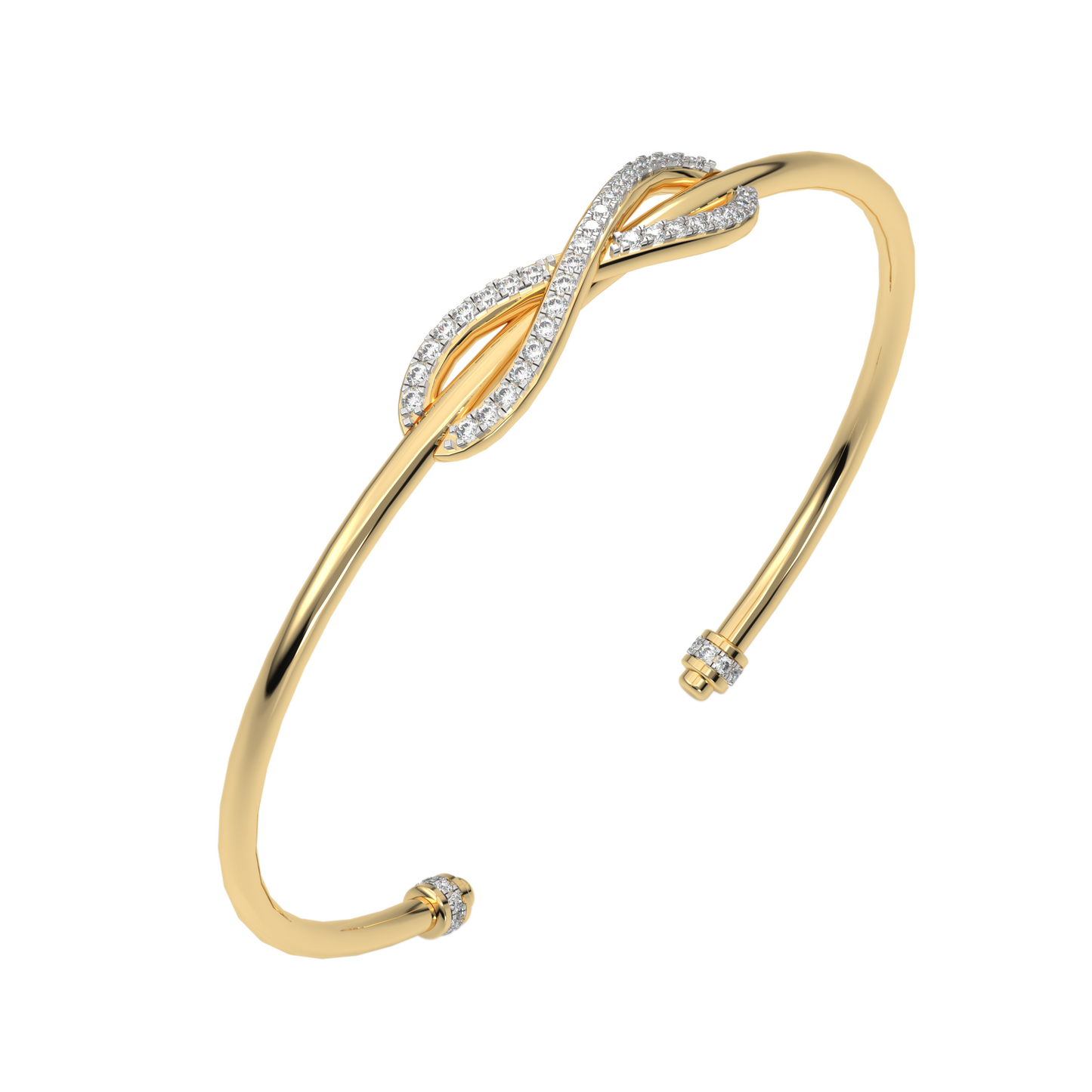 Yellow Gold-Twilight Lab-Grown Diamond Flexible Bangle_view=3DV