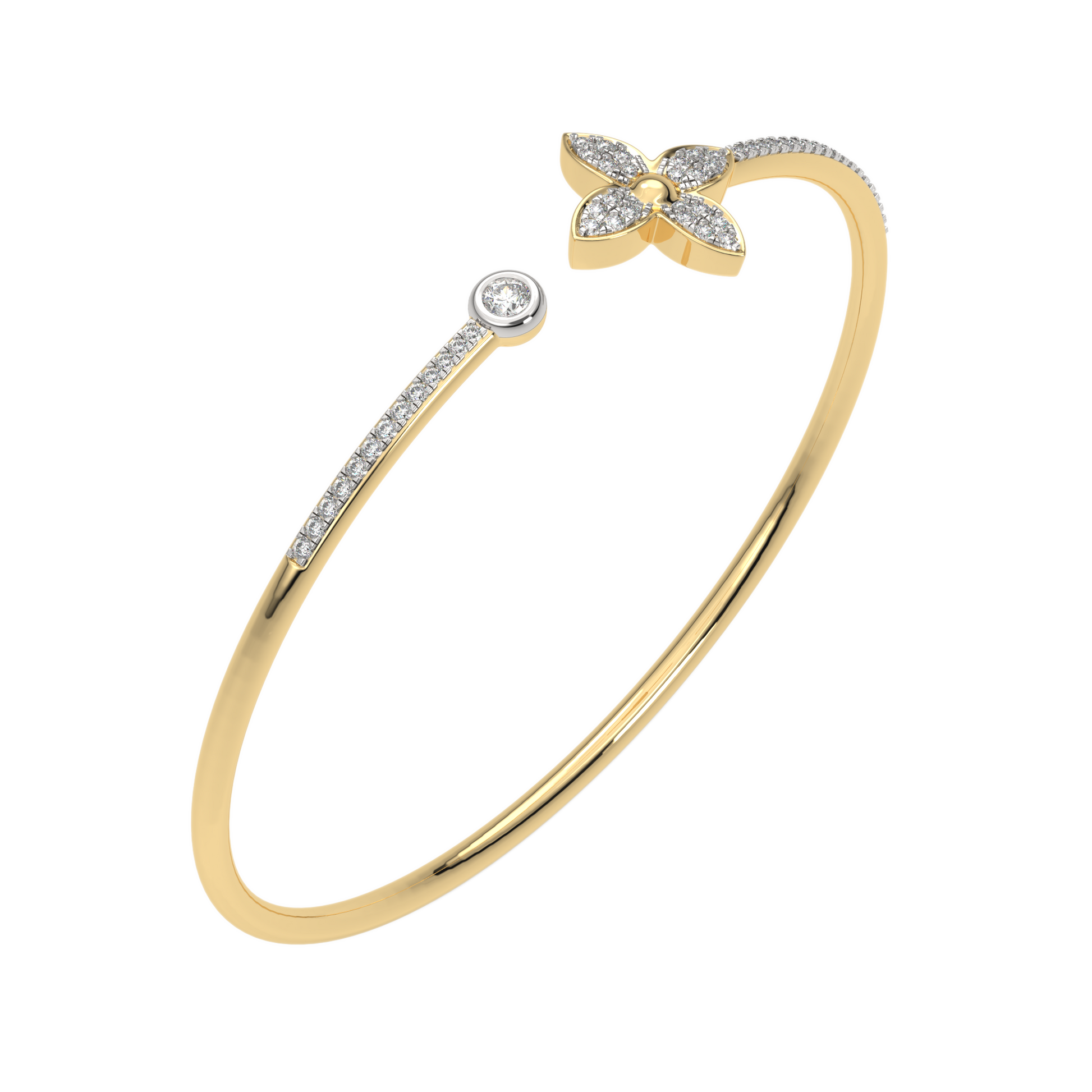 Yellow Gold-Solstice Sleek Lab-Grown Diamond Flexible Bangle_view=3DV