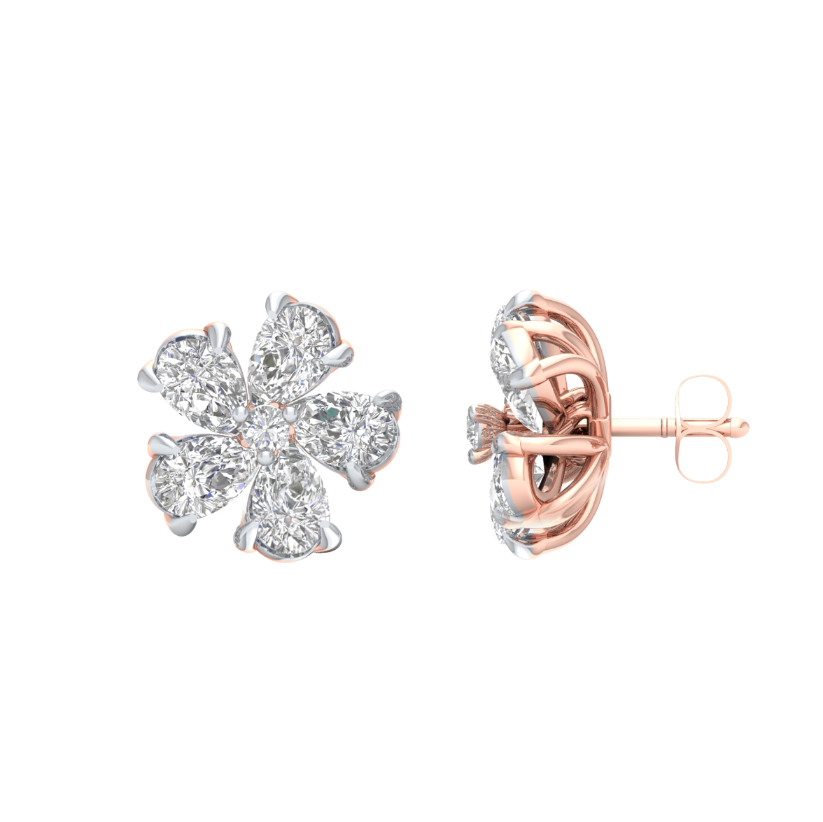 Pink Gold-Nova Lab-Grown Diamond Stud Earrings_view=SIDE