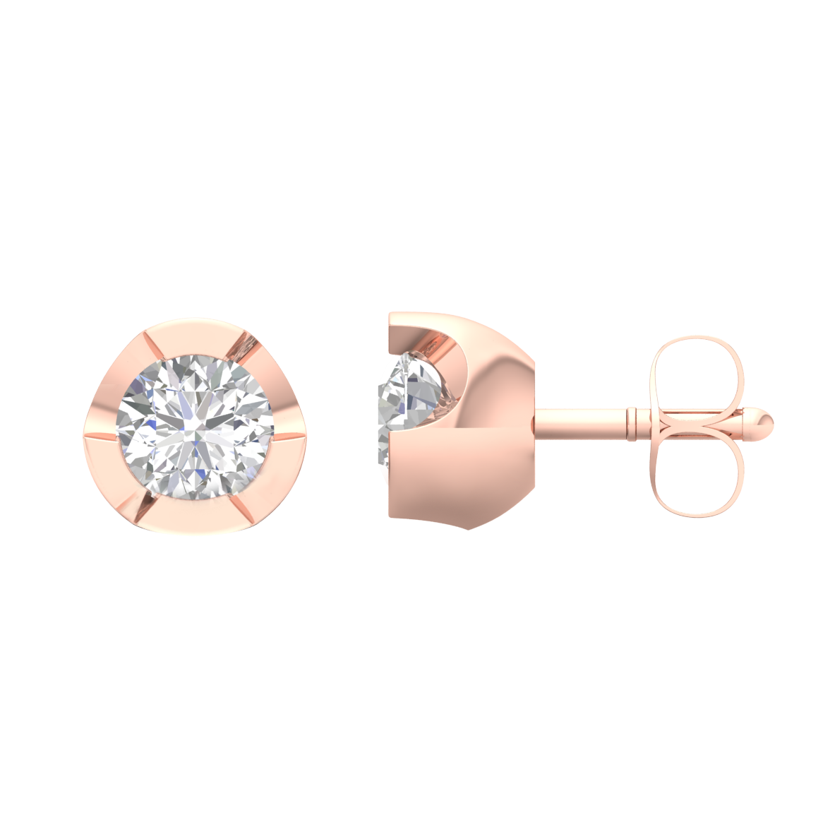 Pink Gold-Lumina Lab-Grown Diamond Stud Earrings_view=SIDE