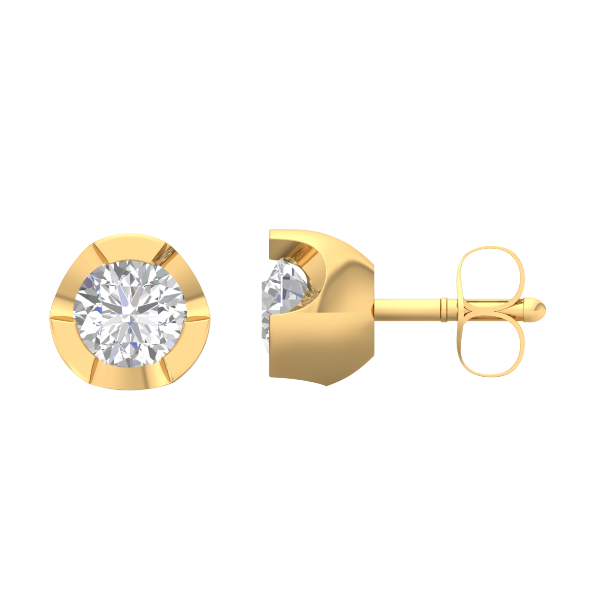 Yellow Gold-Lumina Lab-Grown Diamond Stud Earrings_view=SIDE