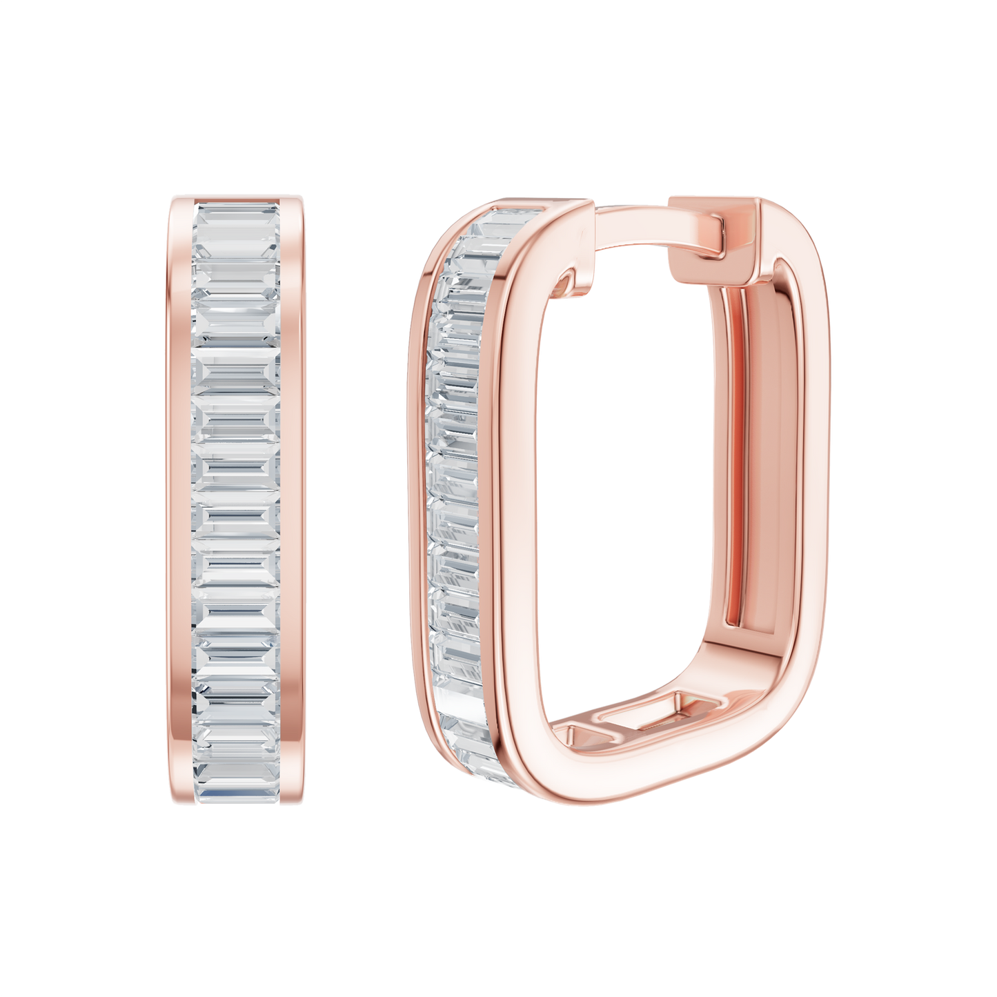 Pink Gold-Empress Baguette Huggie Earrings_view=FRONT