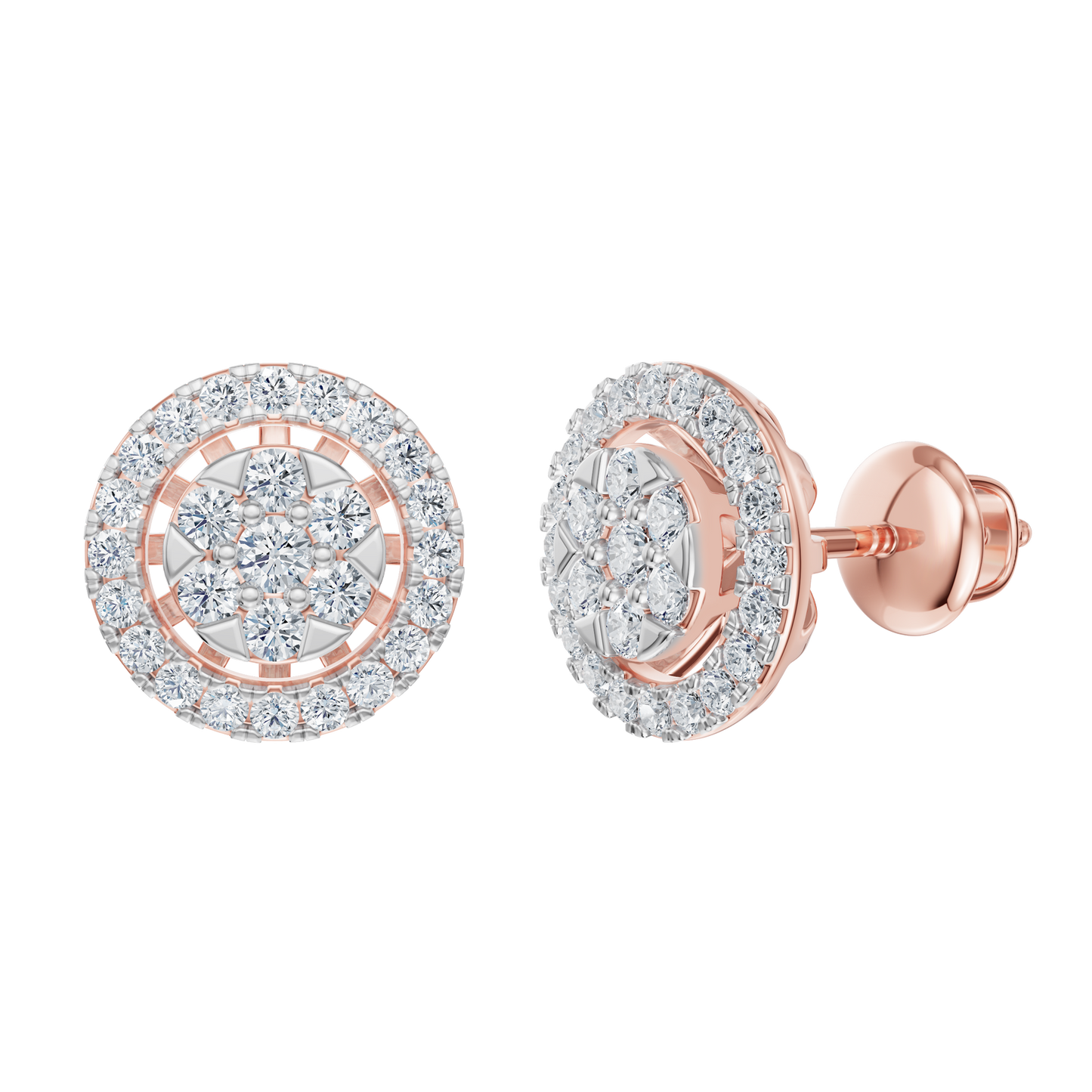 Pink Gold-Divine Halo Stud Earrings_view=FRONT