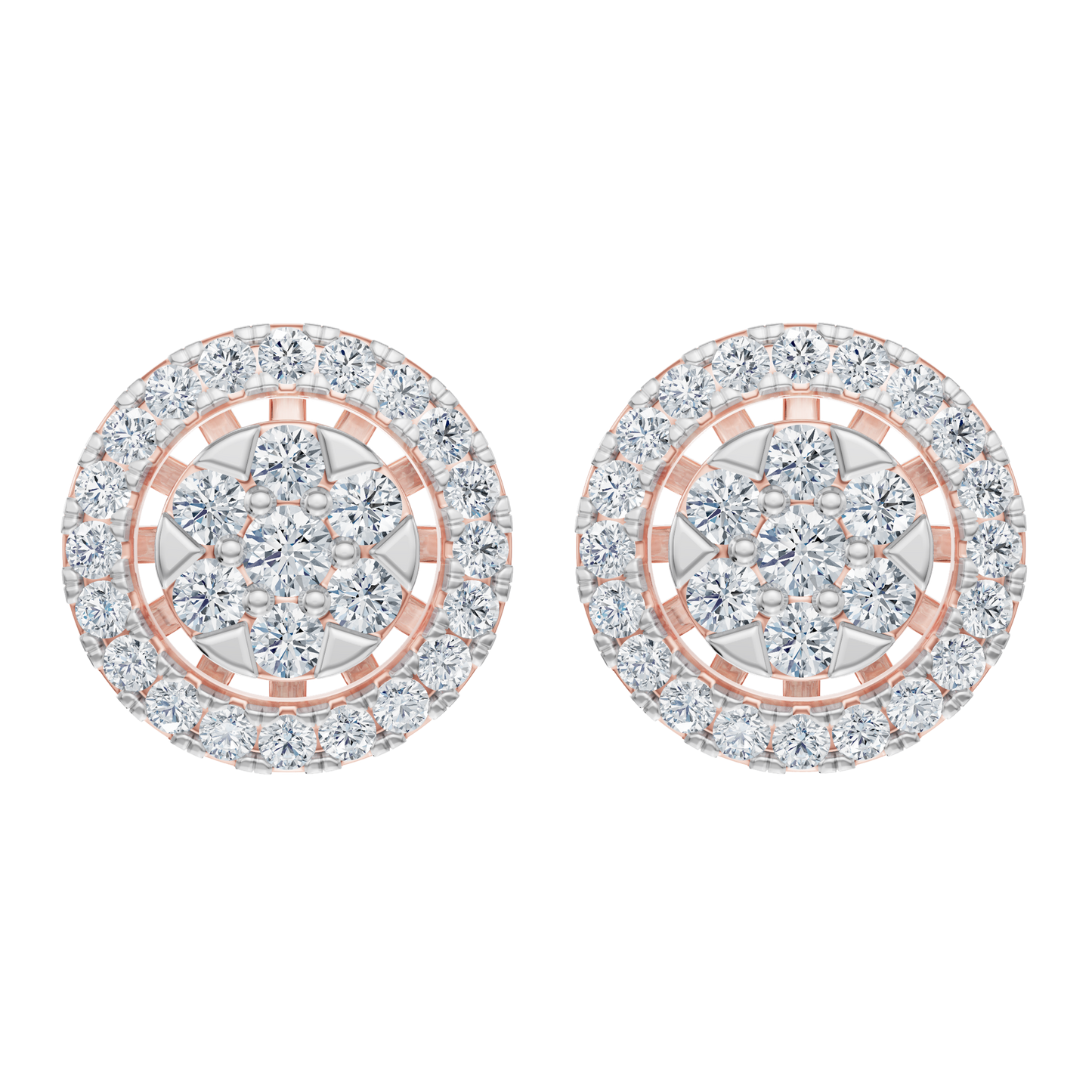 Pink Gold-Divine Halo Stud Earrings_view=TOP