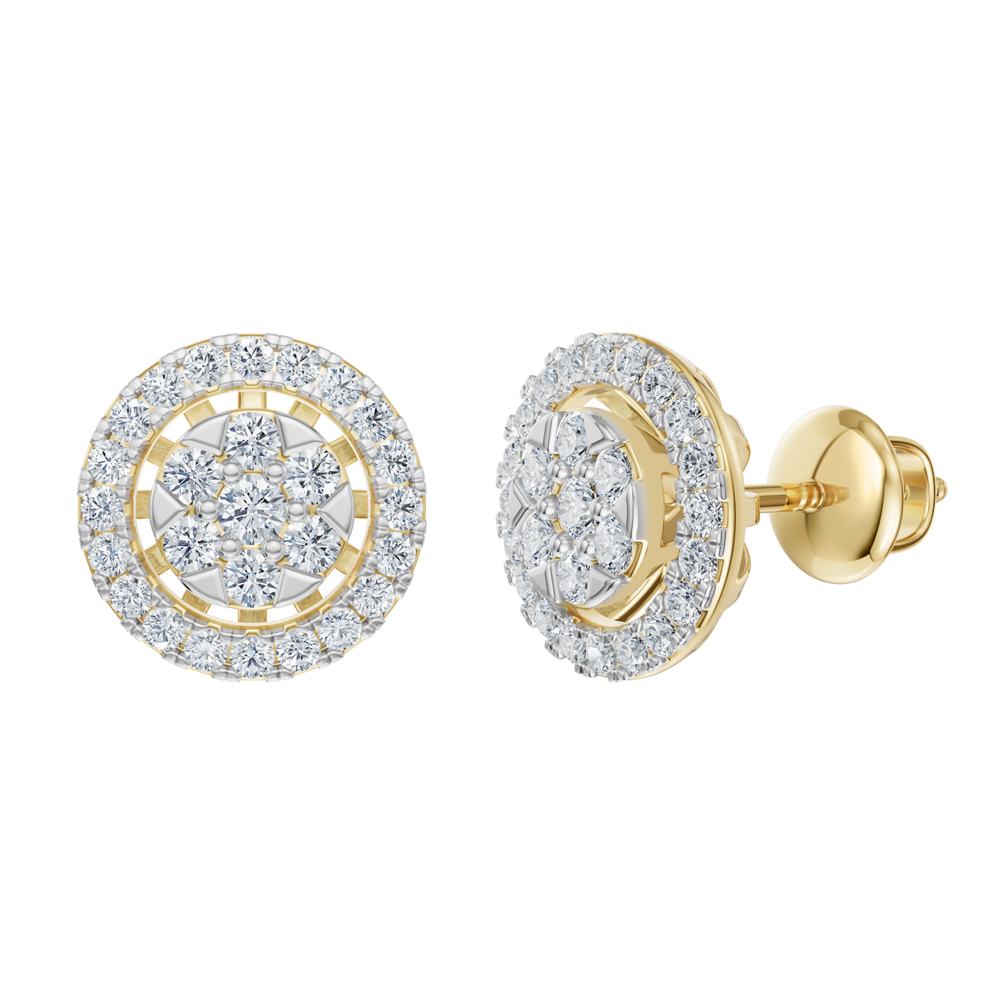 Yellow Gold-Divine Halo Stud Earrings_view=FRONT