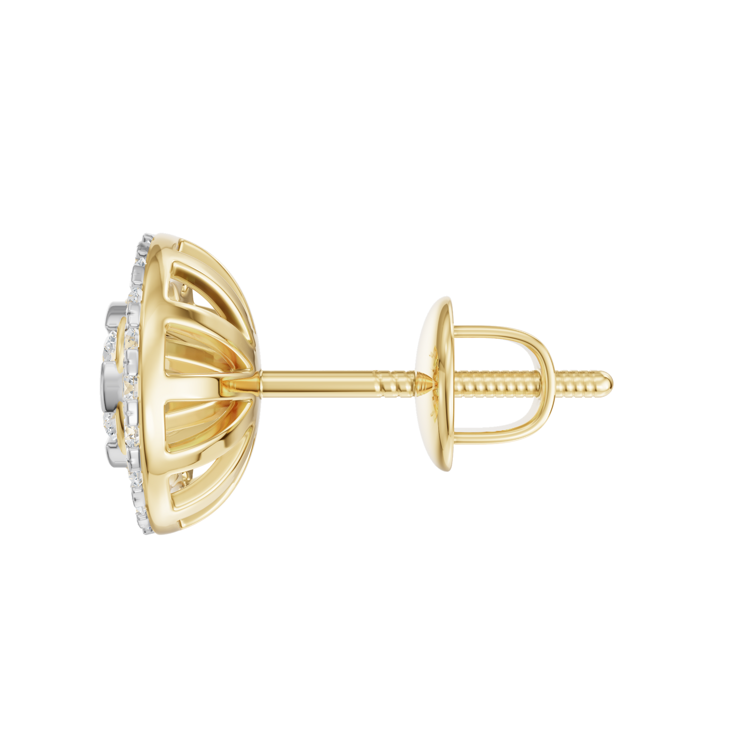 Yellow Gold-Divine Halo Stud Earrings_view=SIDE
