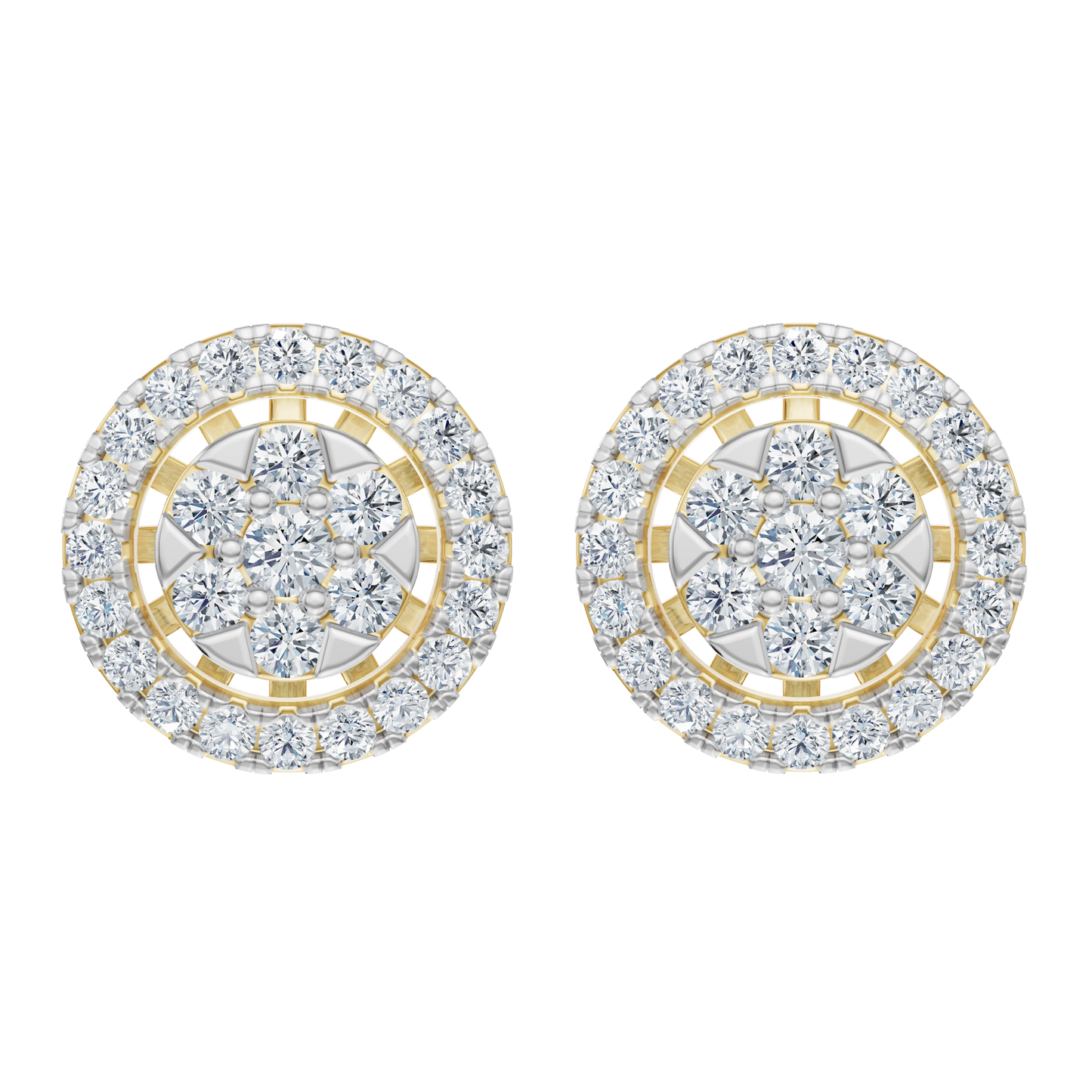 Yellow Gold-Divine Halo Stud Earrings_view=TOP