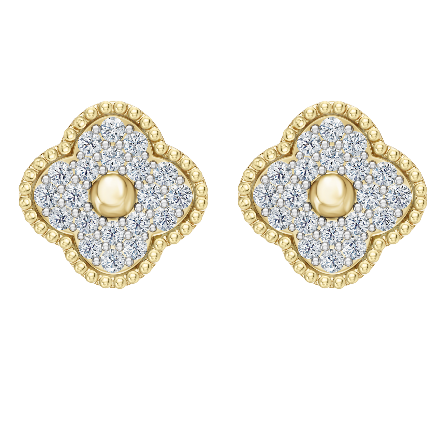 Yellow Gold-Clover Pave Earrings_view=TOP