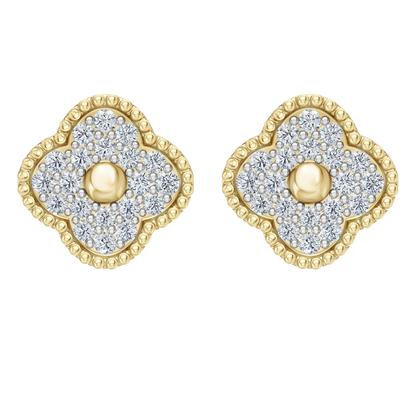 Yellow Gold-Clover Pave Earrings_view=TOP